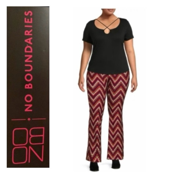 🎅 NO BOUNDARIES High Rise Geometric Flare Geo Pants NWT XXXL - Picture 1 of 15
